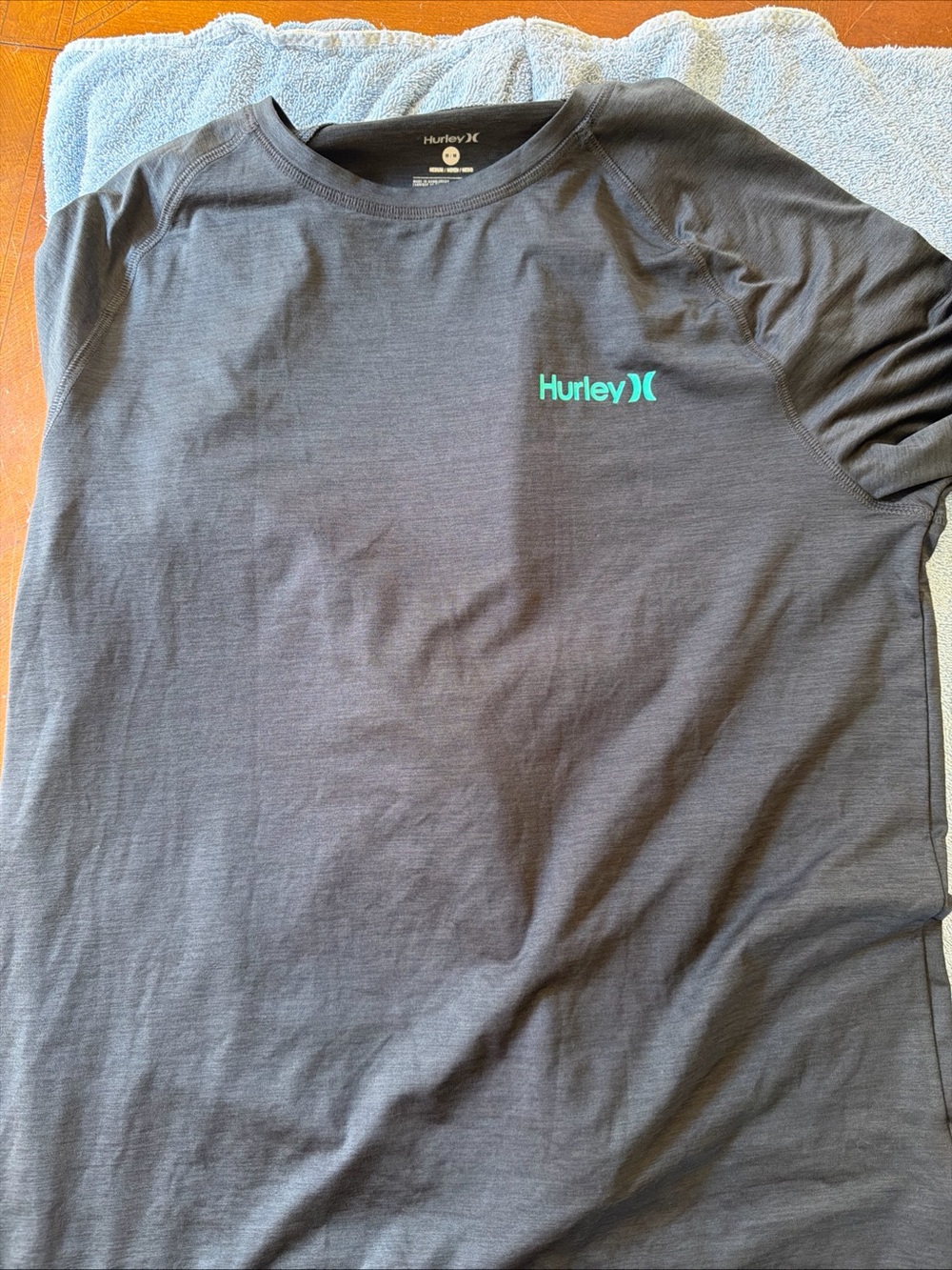 Hurley Black Long Sleeve Tee with Light Teal Logo